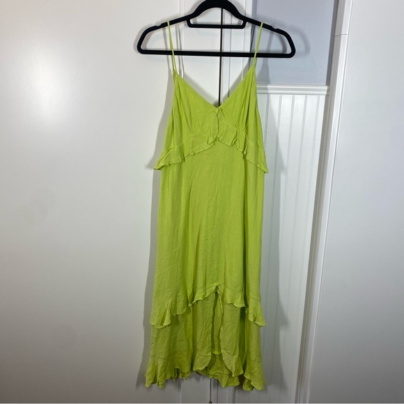 Lulus Island Time Lime Green ruffled midi dress beach vacation spring summer - Picture 2 of 9